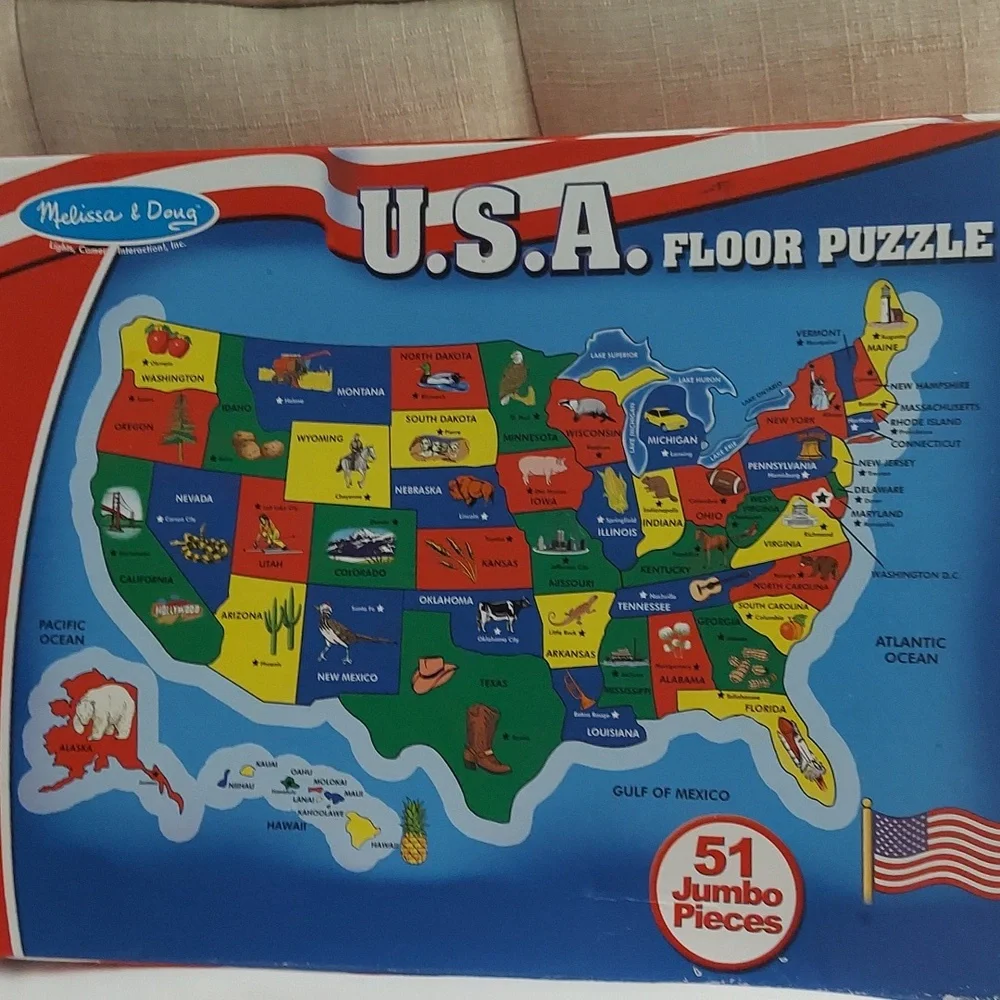 Melissa & Doug U.S.A Map Jumbo Floor Puzzle 51 Pcs